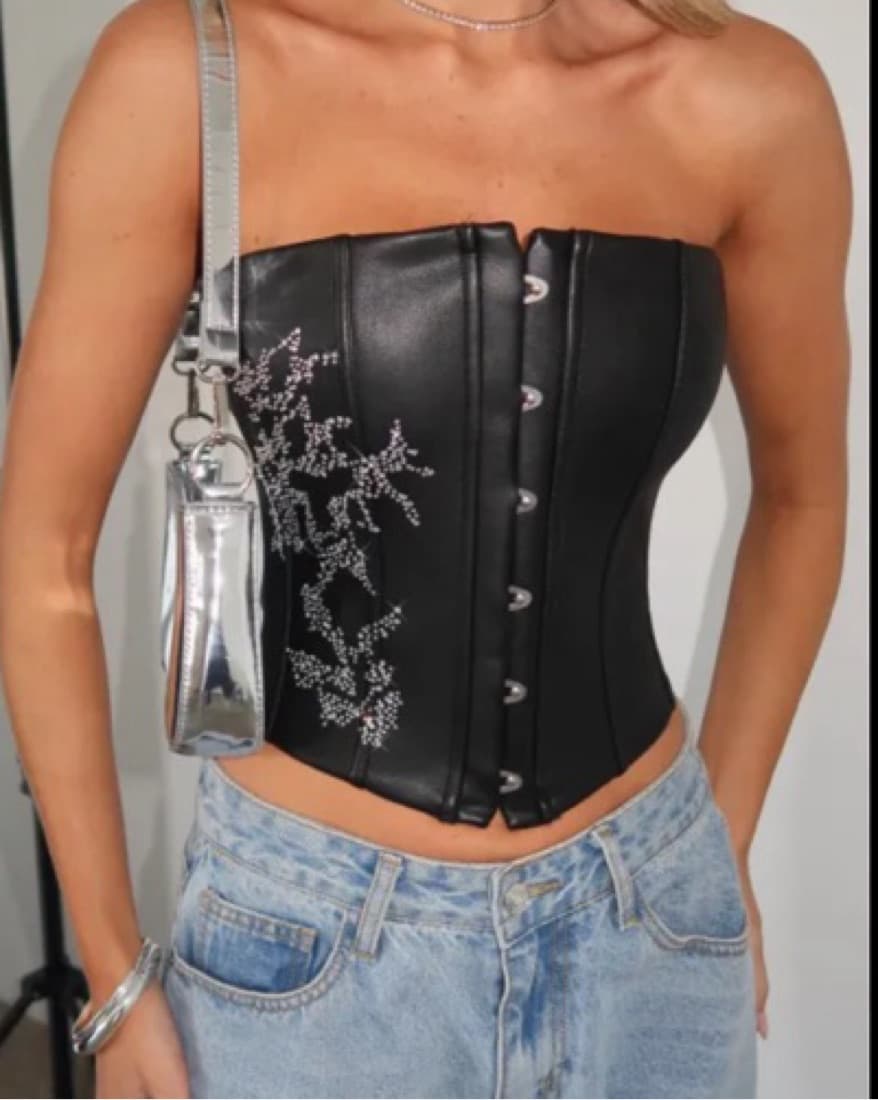 White Fox Rhinestone Bustier Corset - Image 1