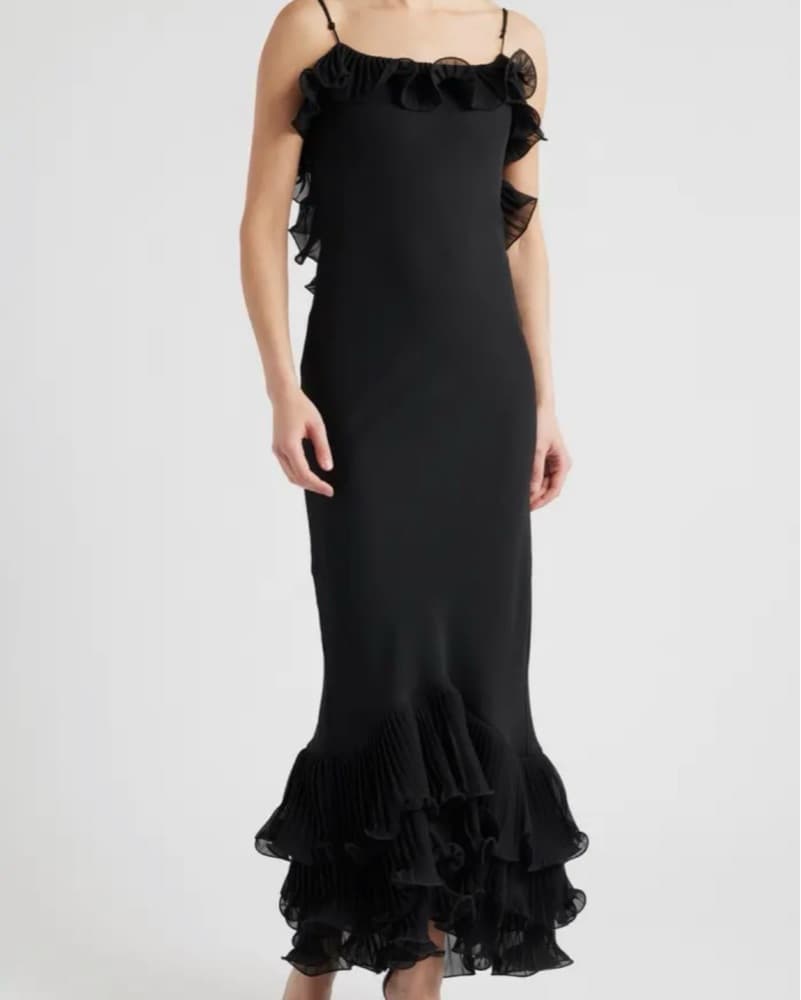 Delina Ruffle Open Back Mermaid Gown - Image 1