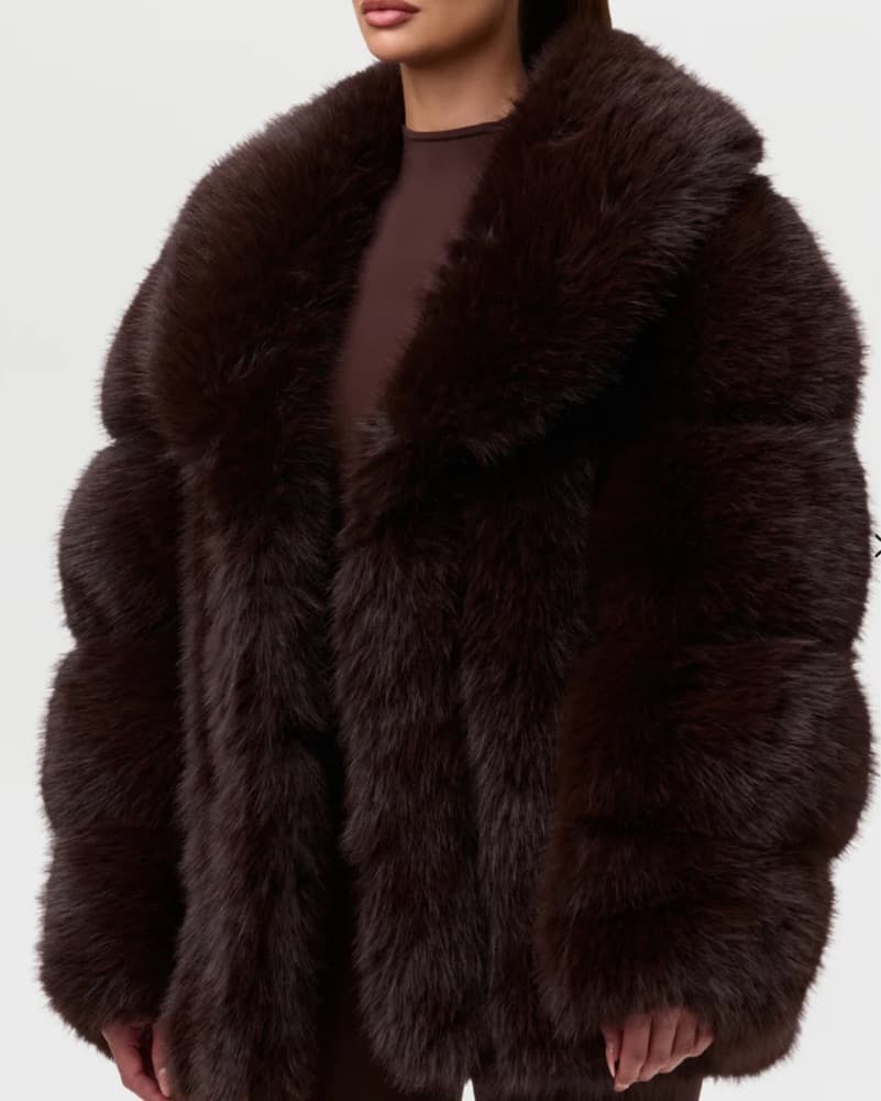 Naked Wardobe Brown Faux Fur Coat - Image 2