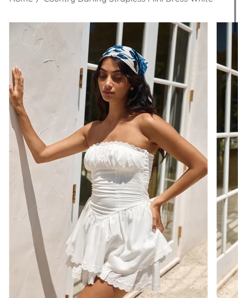 White Strappless Dress - Image 1