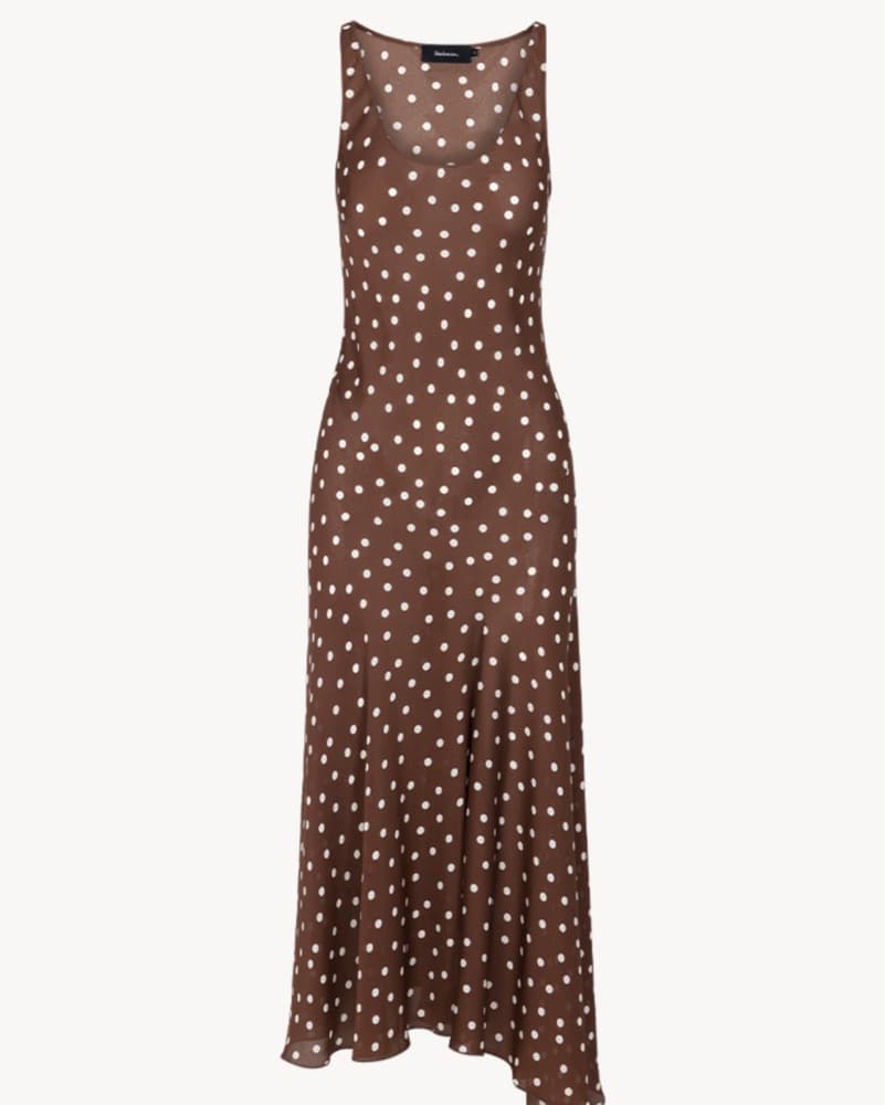 Polka Dot Midi Dress with Ruffle Hem - Image 1