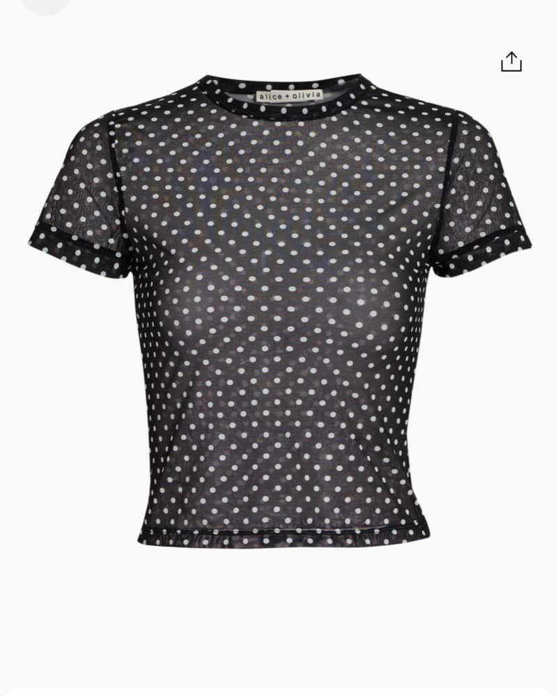 Aloce + Olivia Polka Dot Sheer T-Shirt - Image 3