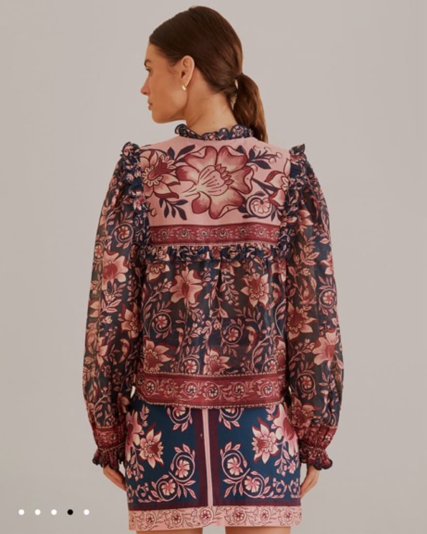 Farm Rio Teal Ainika Blouse + Skirt Set - Image 3
