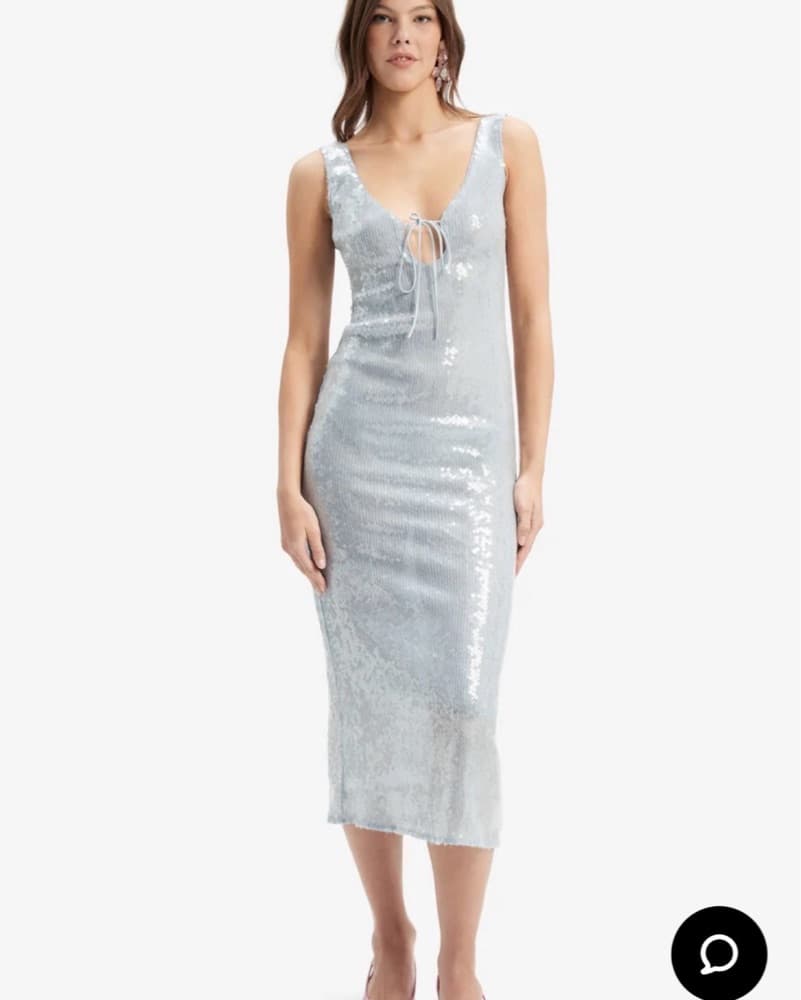 Revolve Baby Blue Sequin Midi Dress - Image 2
