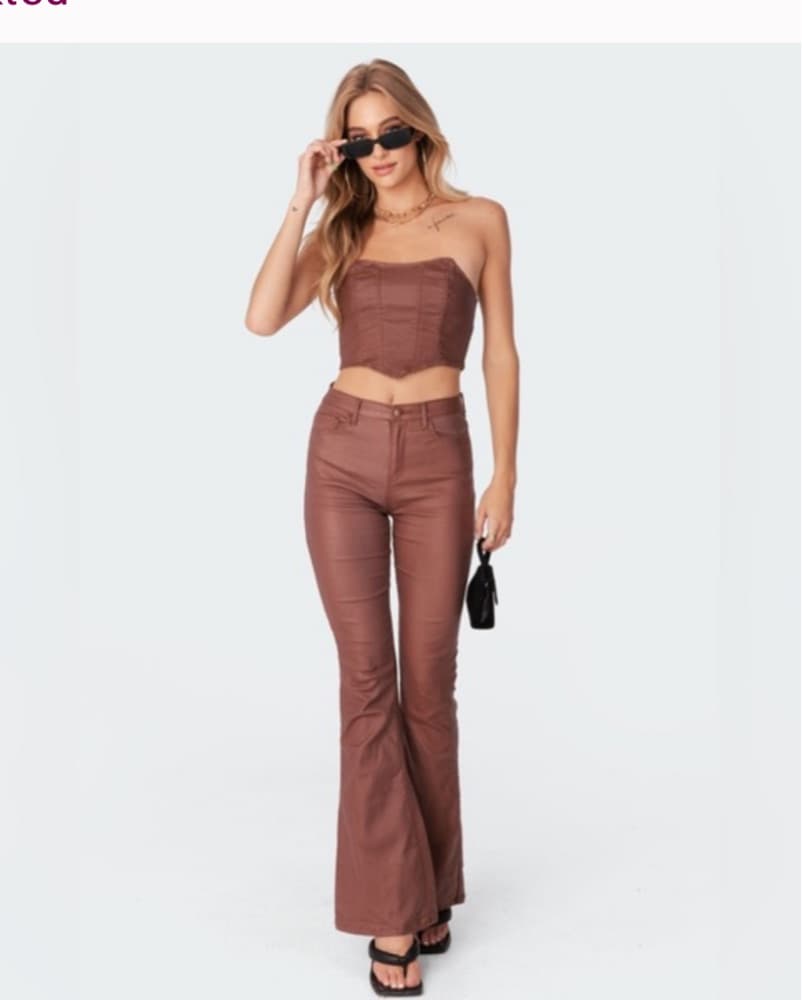 Faux Leather Pants And Corset Set - Image 2