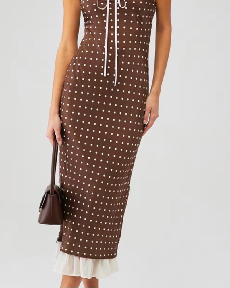 For Love & Lemons Polka Dot Midi Dress - Image 4