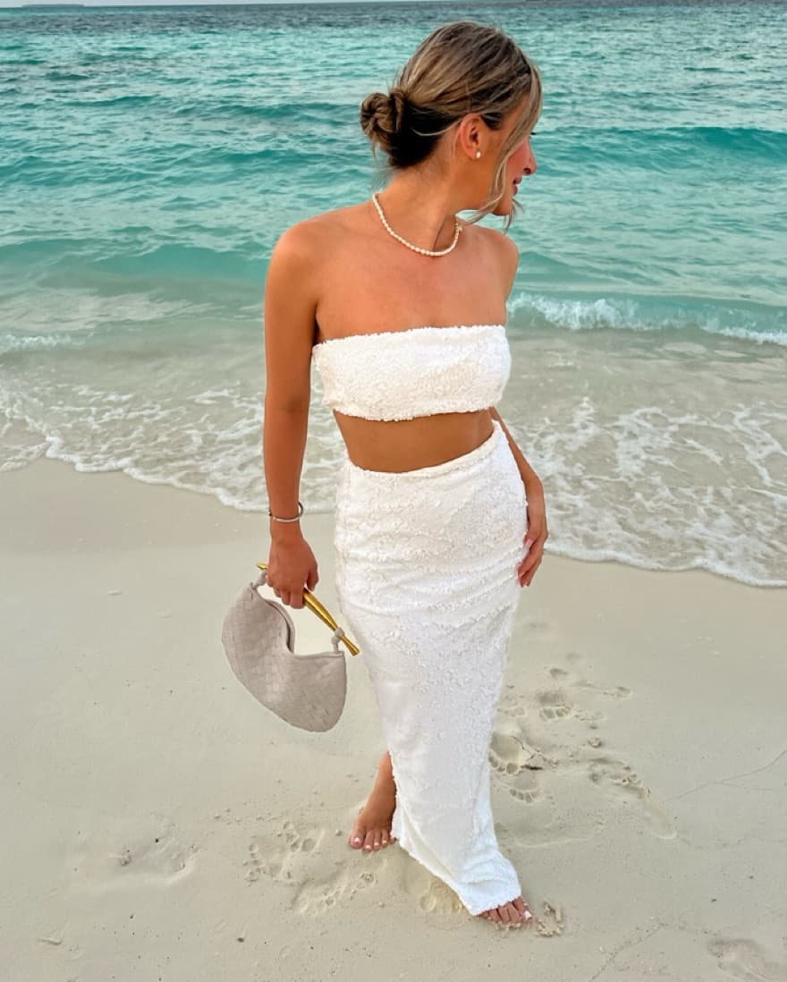 Meshki Sequin Maxi Skirt/ Top Set-white - Image 5