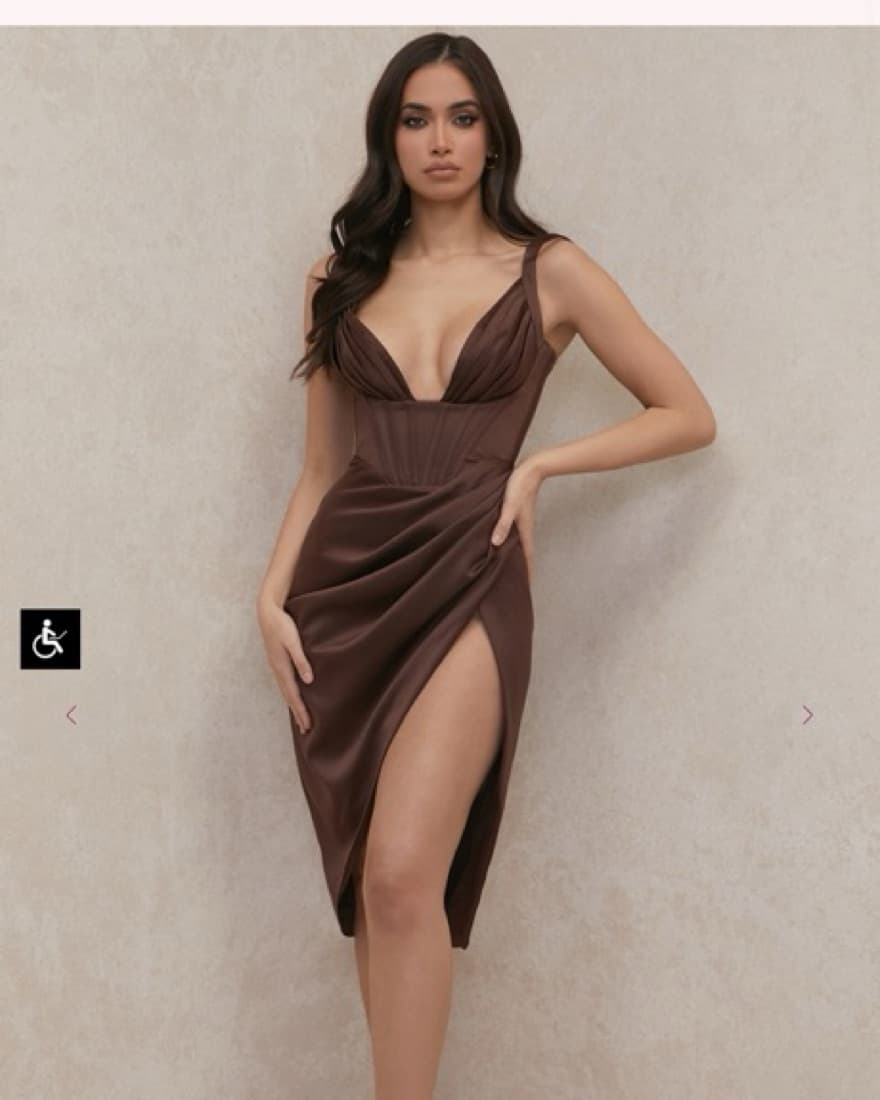  Chocolate Satin Corset Dress  - Image 1