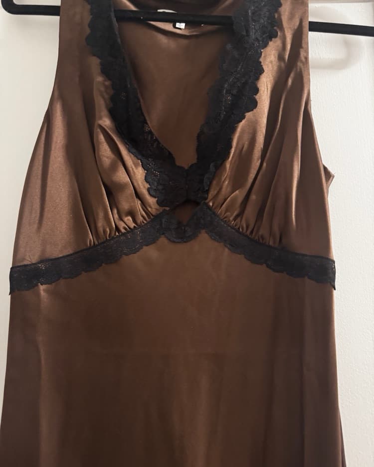 Reformation Aliceyn Silk Dress Cafe - Image 5