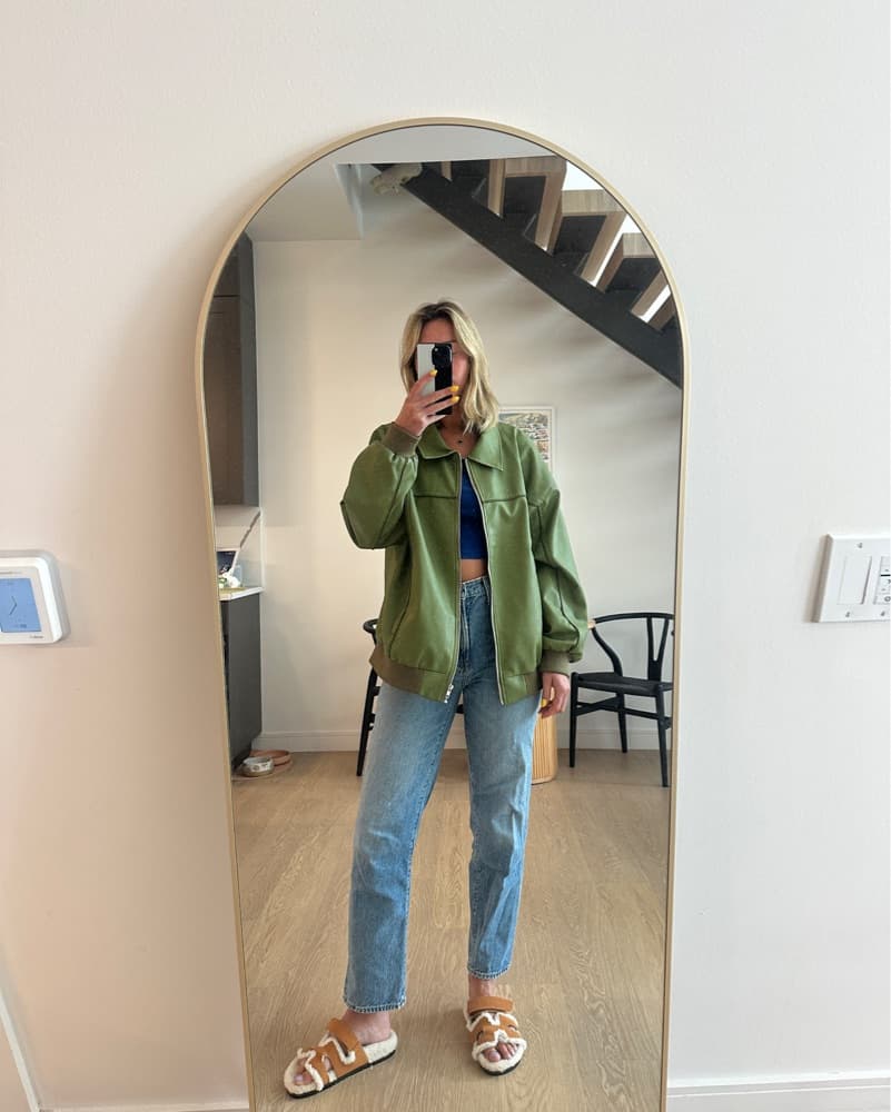 Princess Polly Green Leather Jacket - Image 2