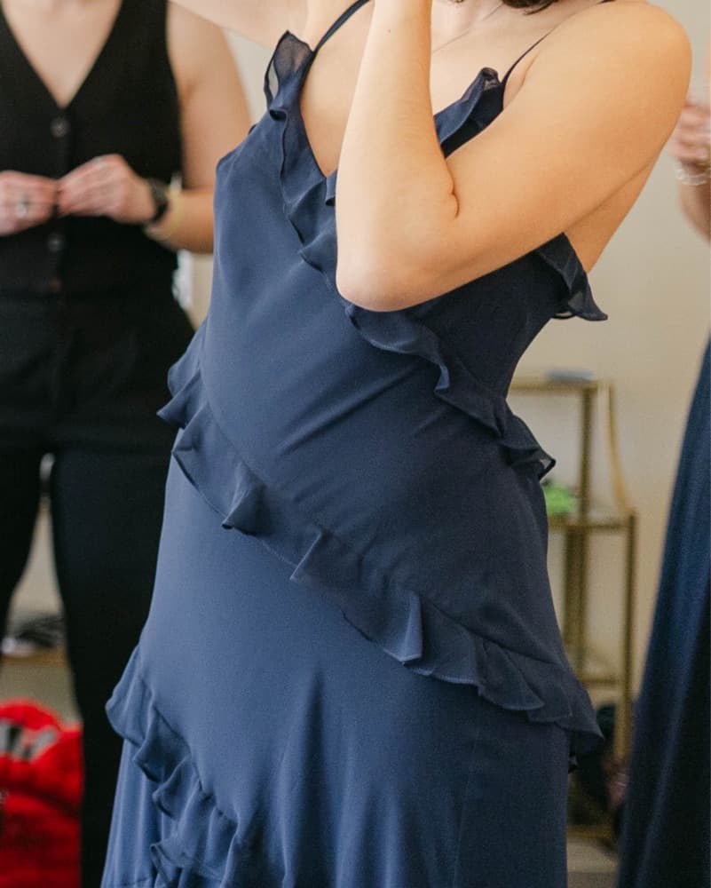 Dessy Midnight Navy Ruffle Chiffon Dress - Image 4