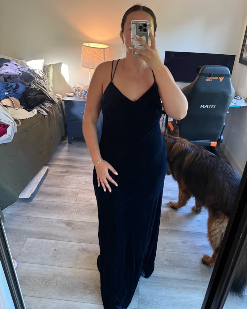 Ralph Lauren Navy Velvet Evening Gown - Image 1