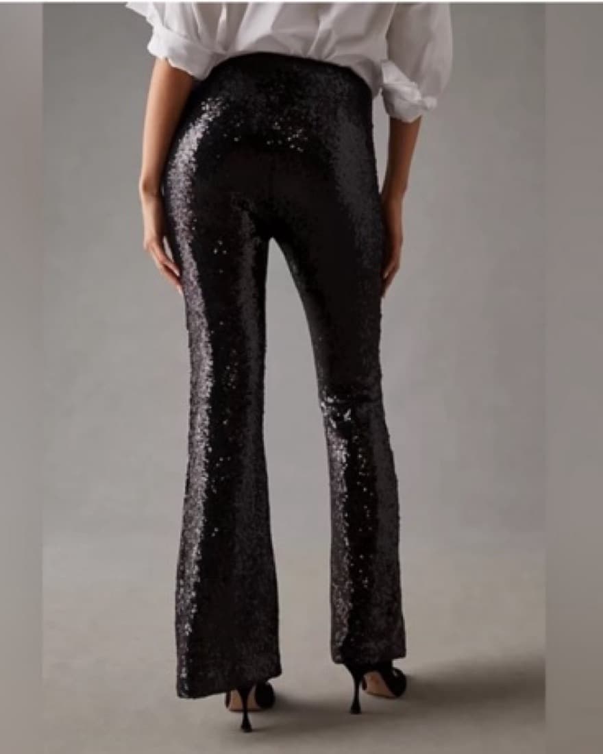 Anthropologie Black Sequin Pants - Image 3