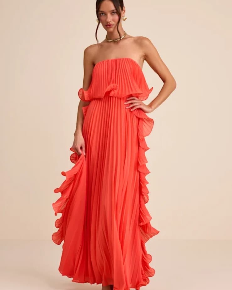 Pleated Ruffled Dress - Image 1