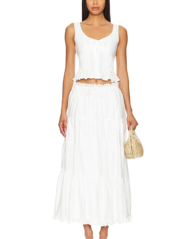 Nia Maxi Skirt And Top Set In White - Image 1