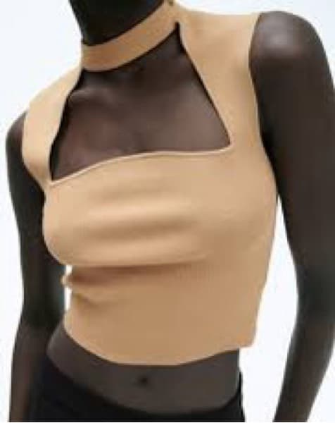 Tan Zara Collar Crop Top - Image 1