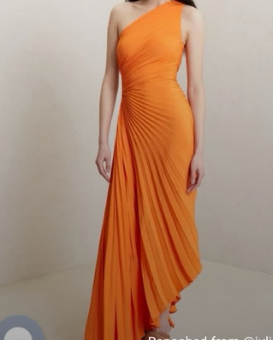 A.L.C Delfina Pleated Dress Orange - Image 3