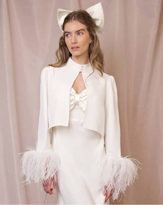 Rixo Bridal Jacket With Feathers - Image 1