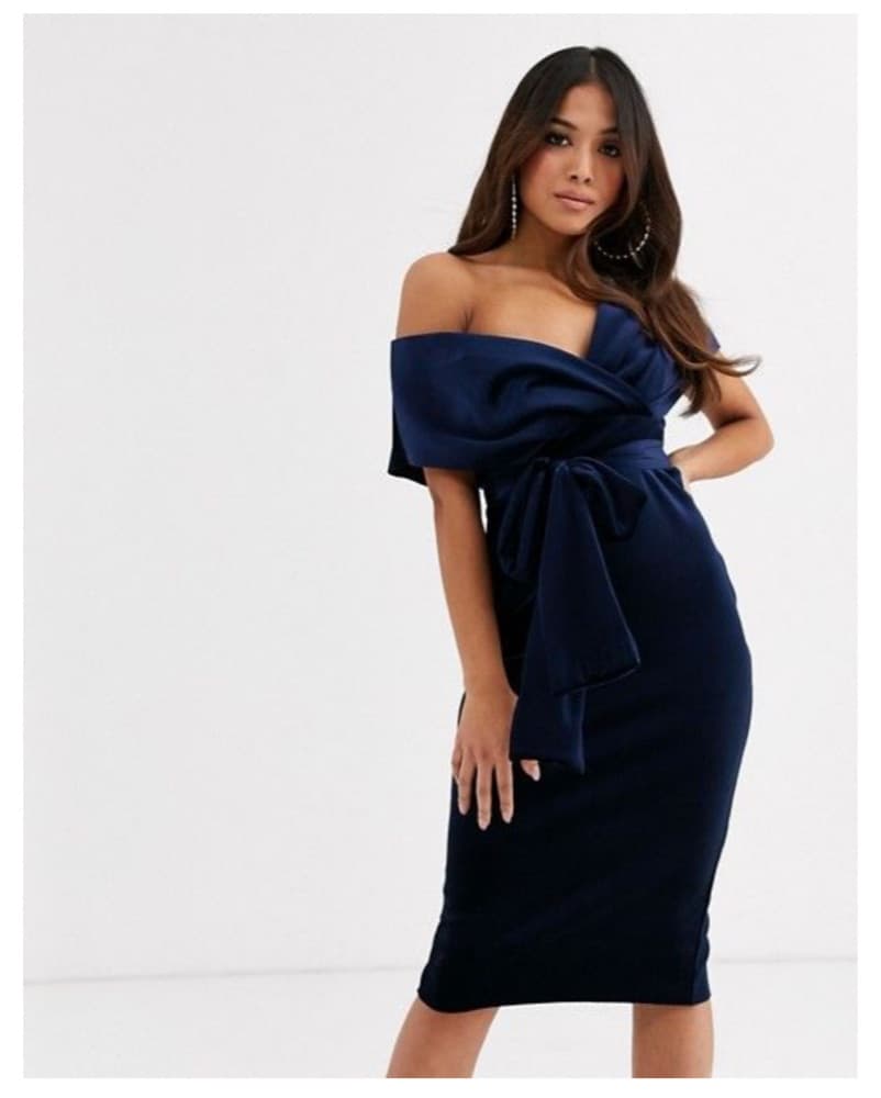 ASOS petite blue velvet midi dress - Image 1