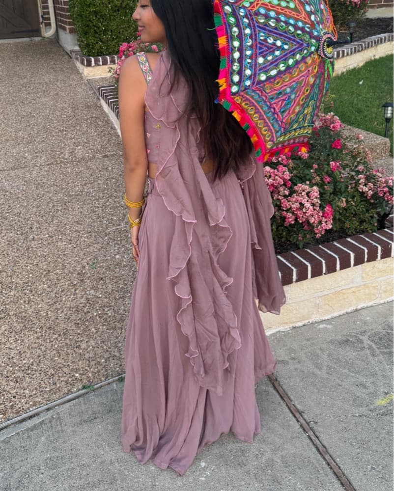 Indian Mauve Boho Top And Flowy Pants - Image 2
