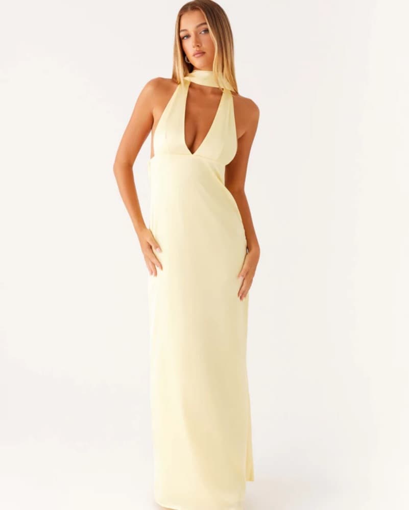 Satin Halter Maxi Dress - Image 1