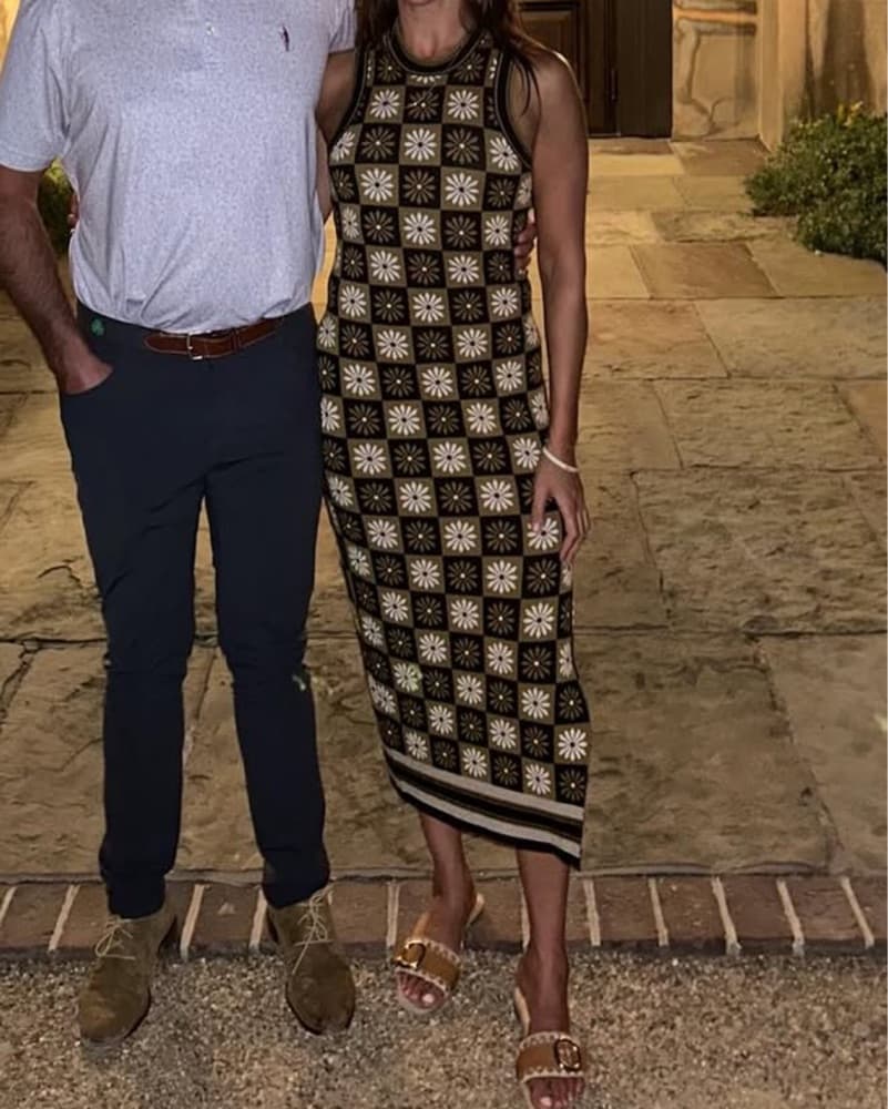 SAYLOR Brown and Tan Halter Midi Dress - Image 2