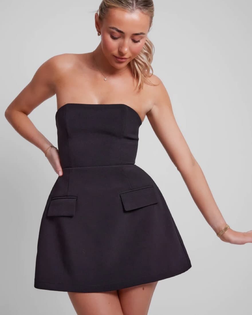 Odd Muse Strapless Black Dress - Image 4