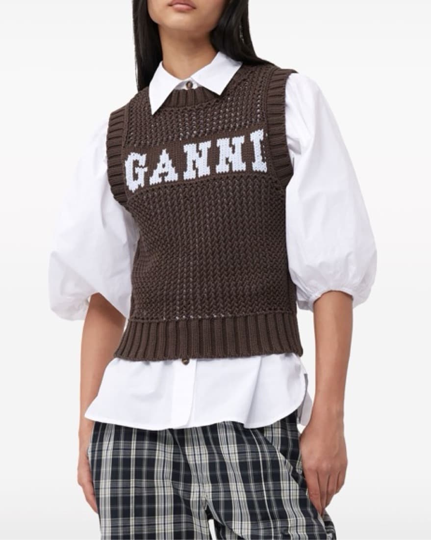 Ganni Intarsia Knit Logo Organic Cotton  - Image 1