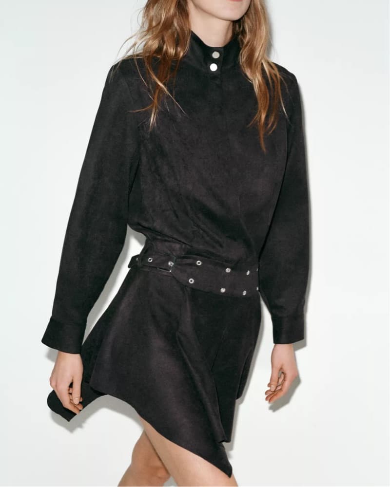 Zara Black Suede Dress w/ Studded Belt - Image 1