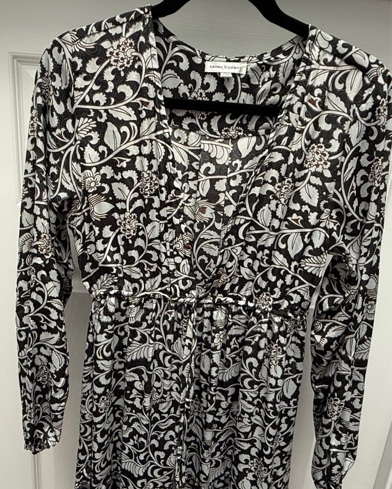 Navy Floral Maxi Dress (One Size) - Image 6