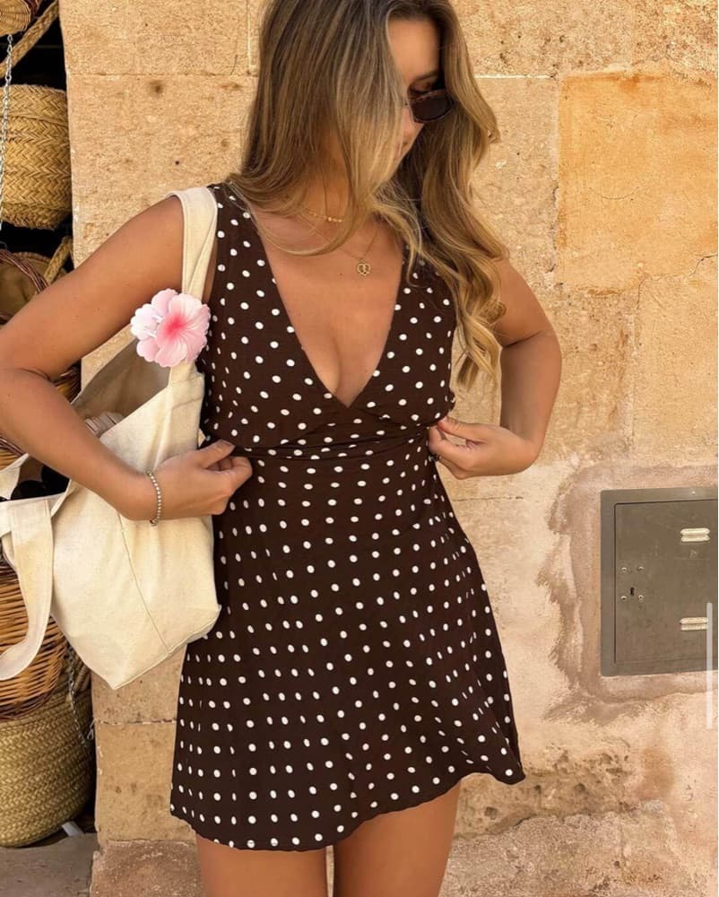 Polka Dotted Mini Dress - Image 1