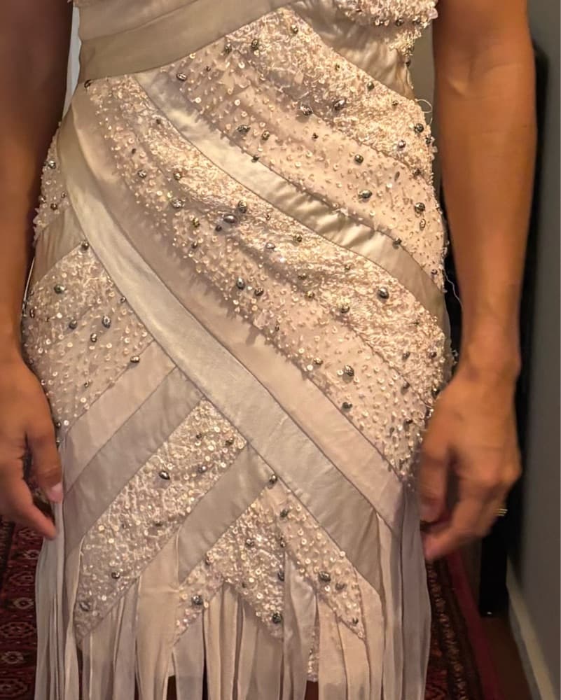 Beaded Gown With Fringe Hem Size XS - Image 3