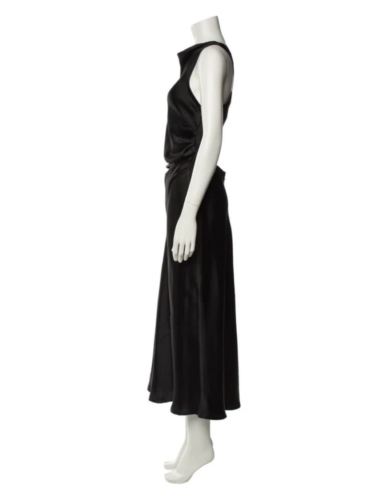 House of Harlow 1960 Black Satin Dress - Image 6