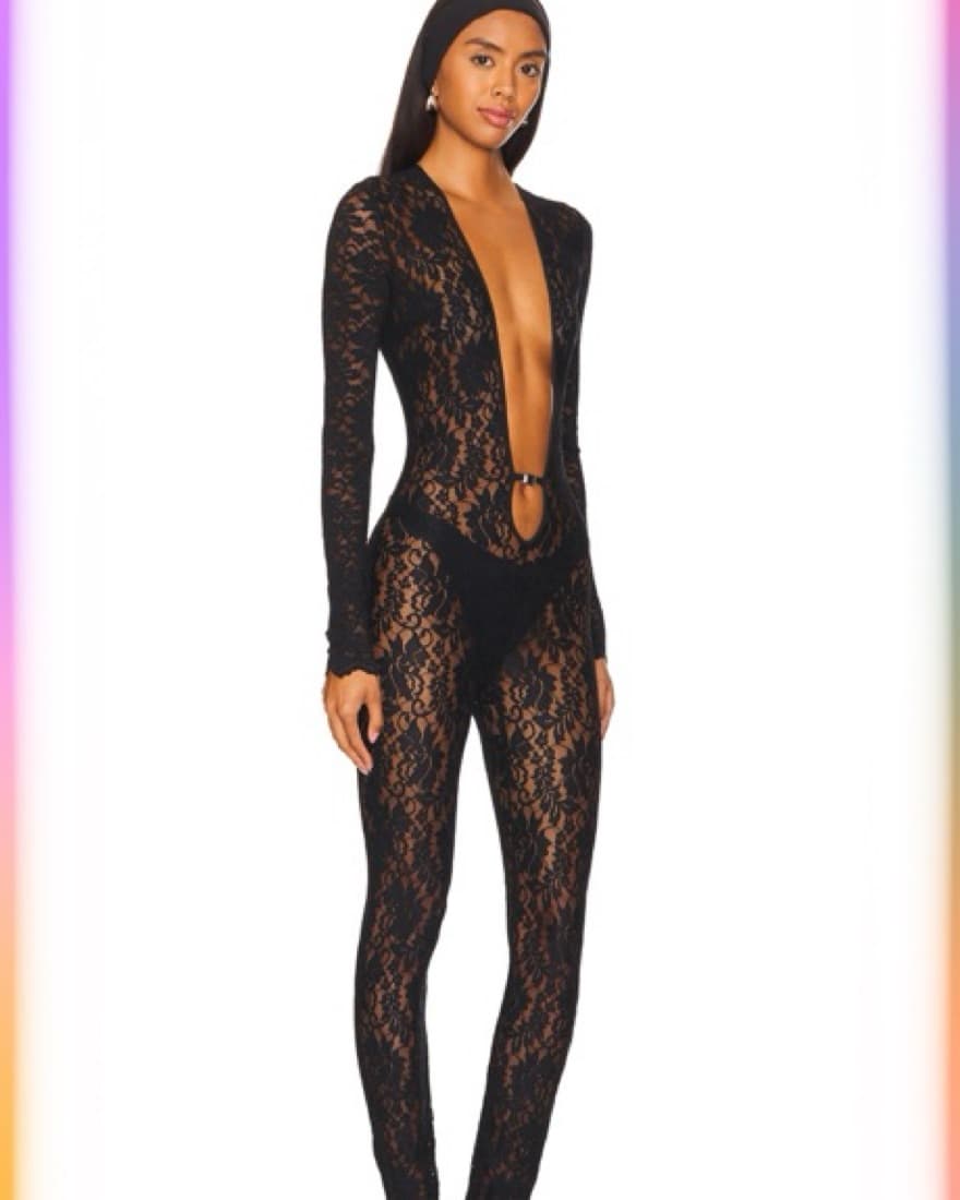 Clarke Lace Jumpsuit in Black - Image 3