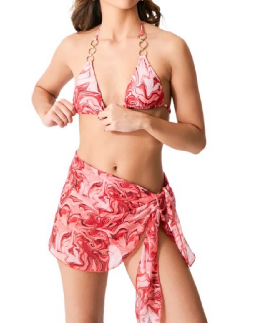 Pink Swim Set With Sarong - Image 1