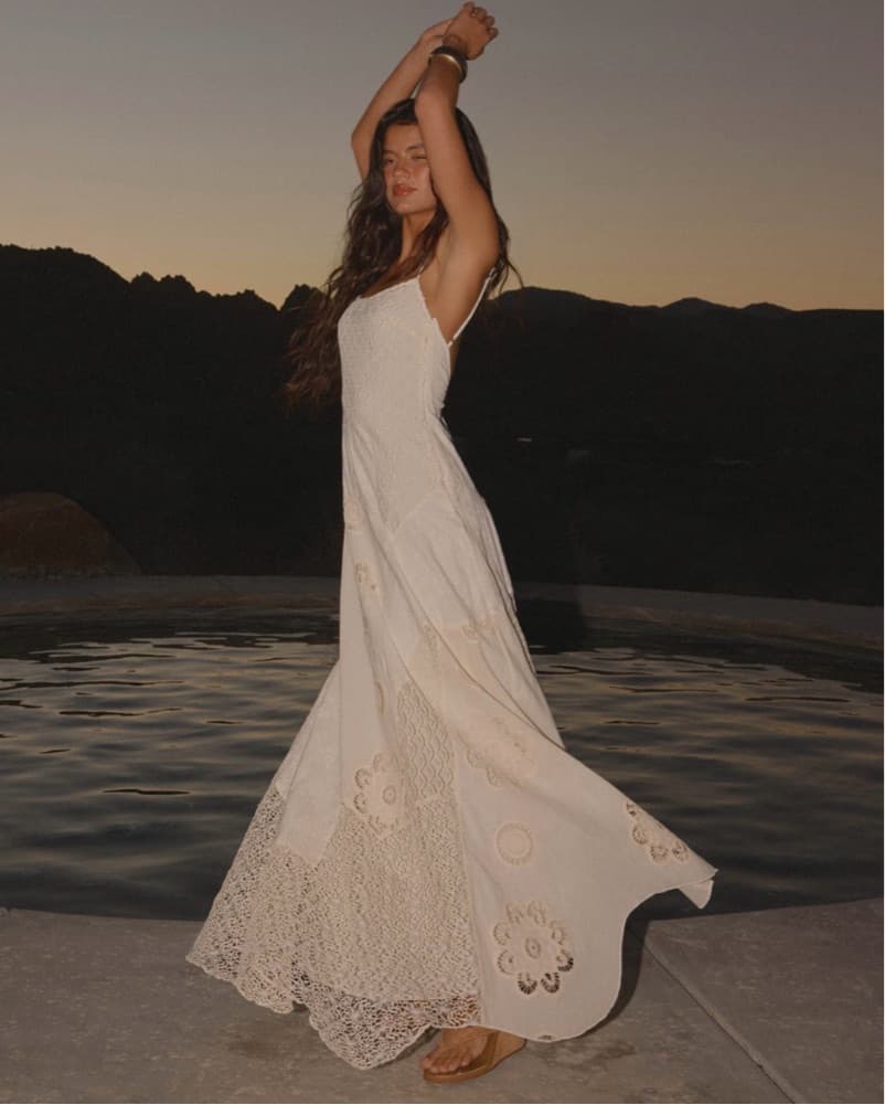 White Ivory Low Back Lace Maxi Sundress - Image 4