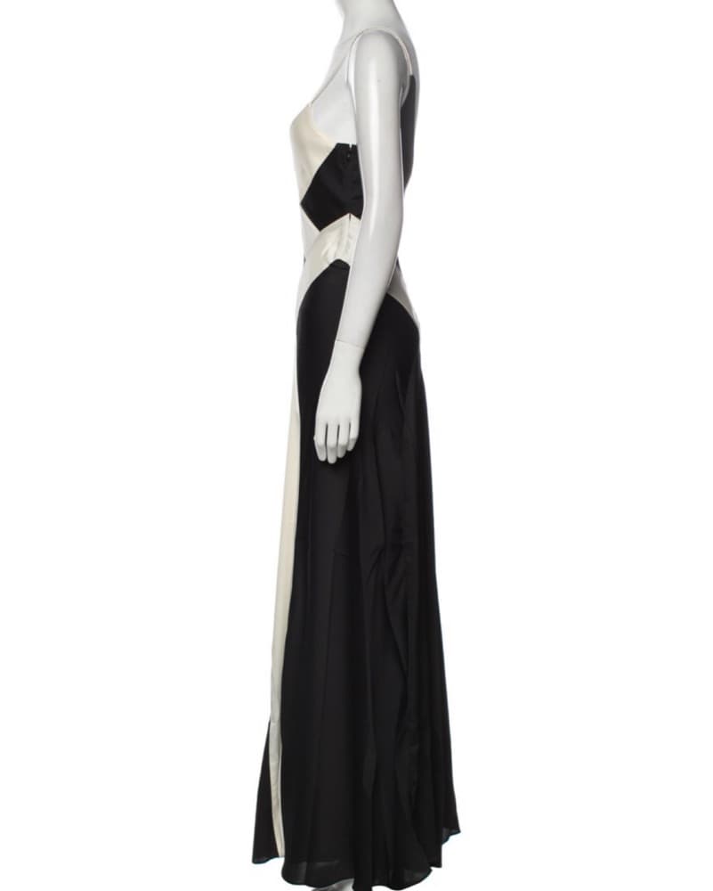 Ronny Kobo Silk Black & White Long Dress - Image 4