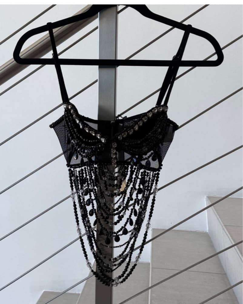 Patbo Beaded Black Bralette top S - Image 3