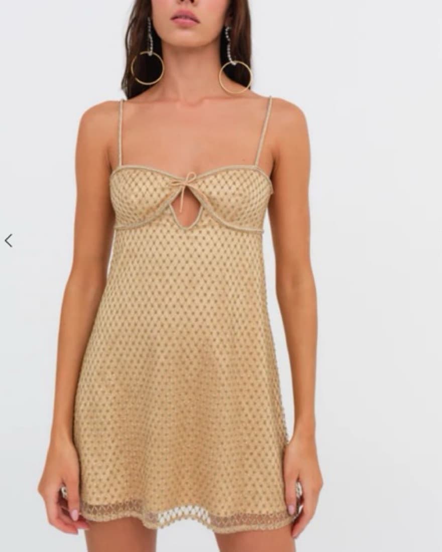 For The Love Of Lemons Gold Slip Dress - Image 1