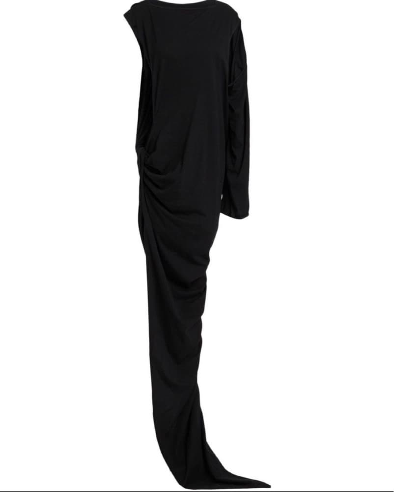 Black Rick Owens Asymmetric Slit Gown - Image 1