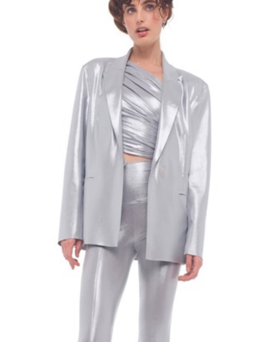 Norma Kamali Silver Straight  Fit Jacket - Image 3