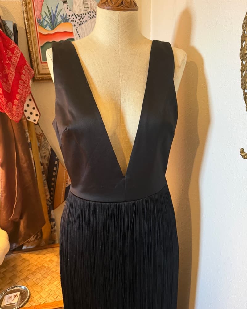 House Of CB Formal Satin & Fringe Dress - Image 2