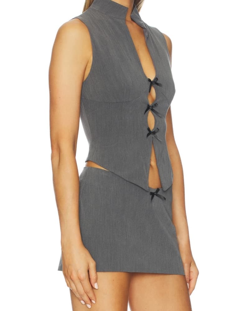 Chic Grey Asymmetric Dress - Image 2