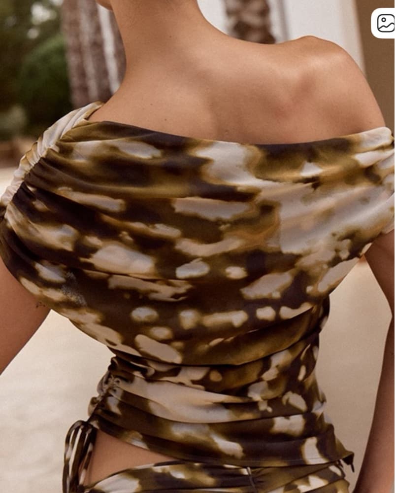 Patterned One-Shoulder Camouflage Top - Image 2