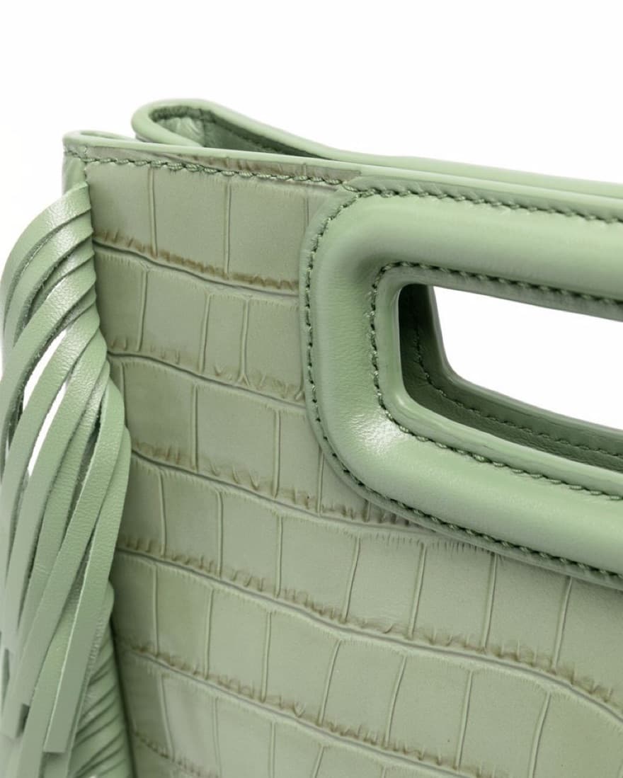 Green Crocadile Leather Fringe Maje Bag - Image 2