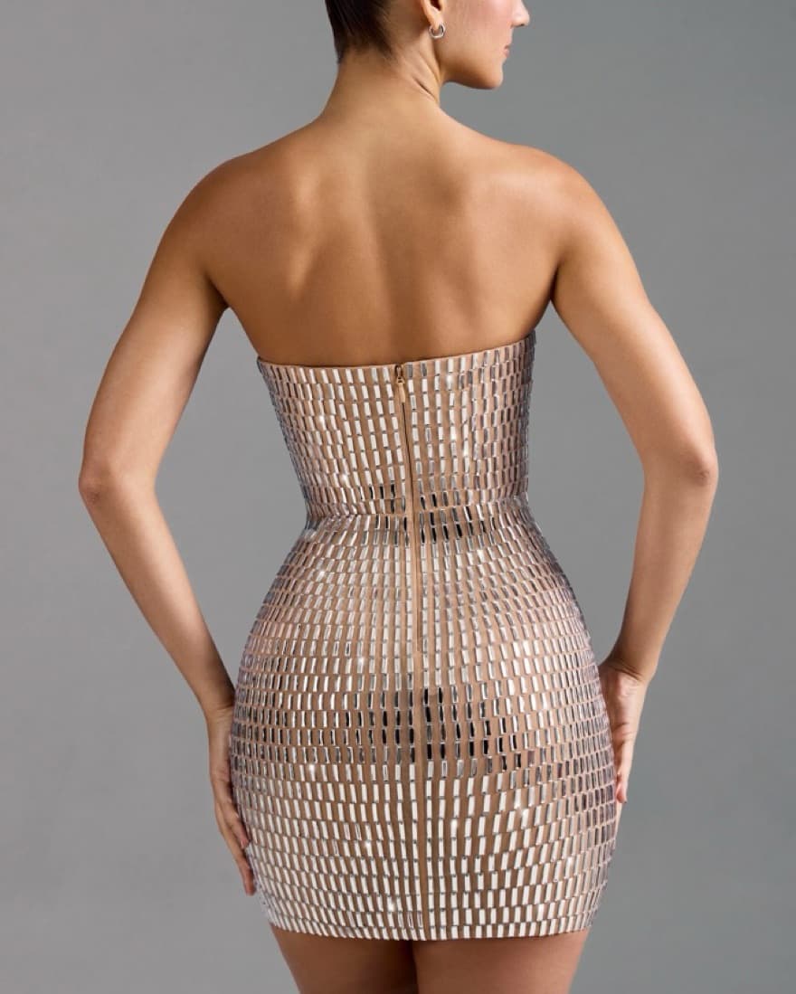 AURORA Embellished Bandeau Mini Dress - Image 3