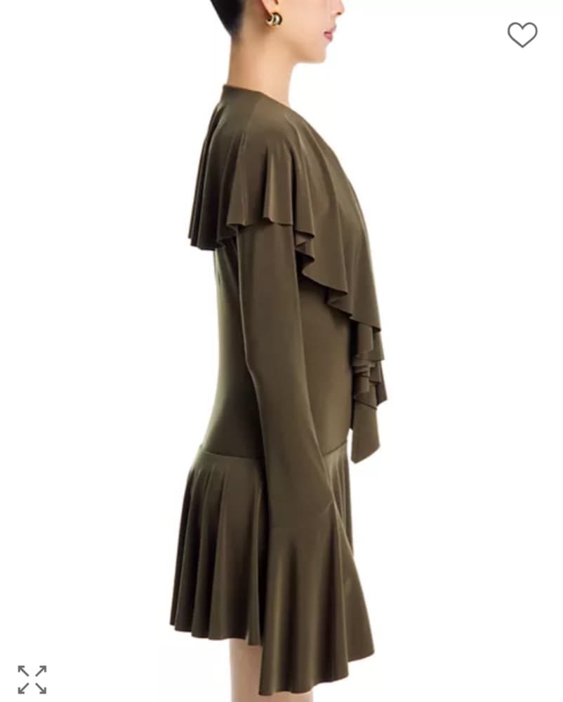 Norma Kamali Deep V Neck Ruffled Dress - Image 3