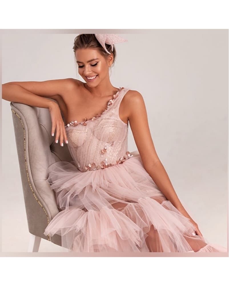 Blush Pink Tulle Gown - Image 5