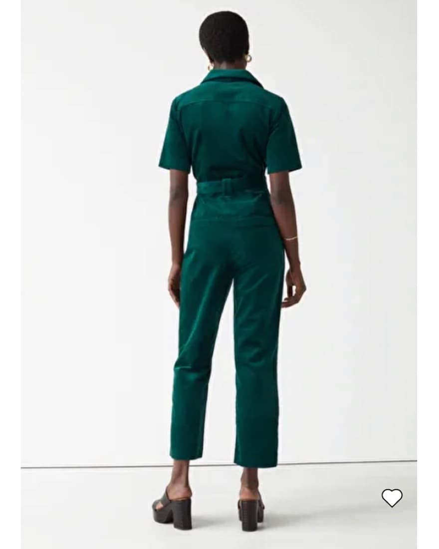 Belted Corduroy Jumpsuit Green - Image 2