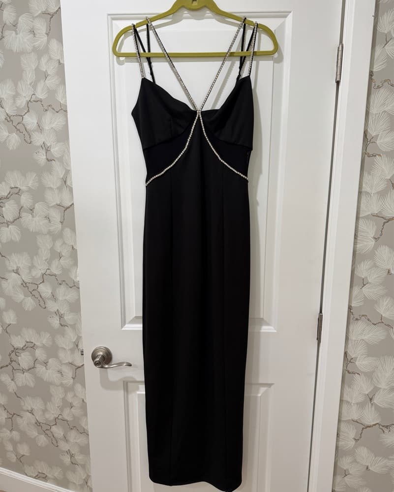 Aqua Mesh Panel Midi Dress - Image 1